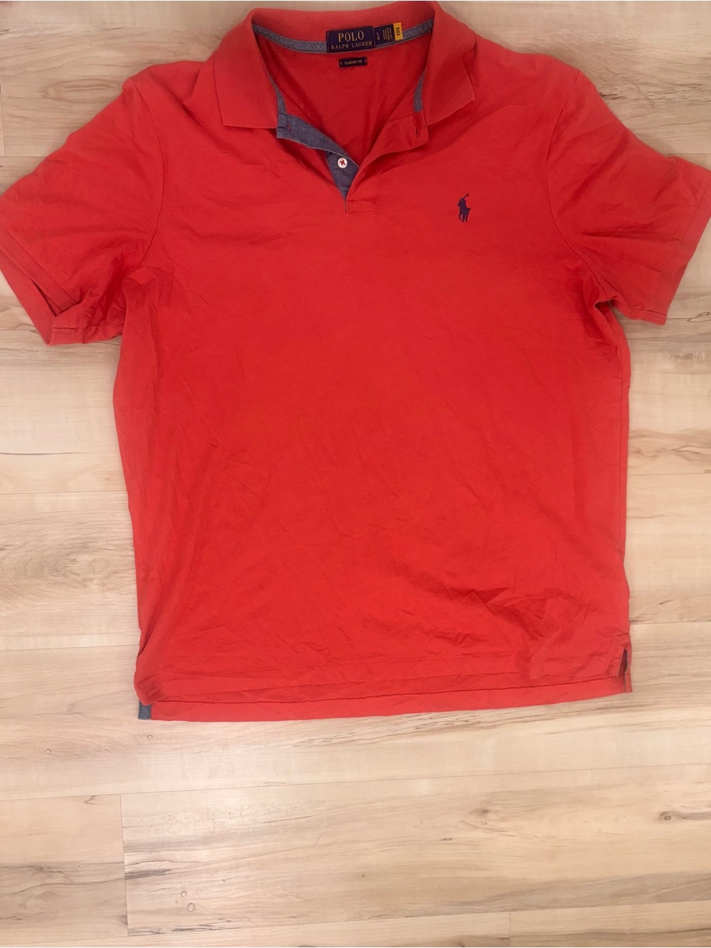 Polo Ralph Lauren Classic Fit Red Polo Shirt Men’s Large | Navy Pony Logo - Picture 2 of 6